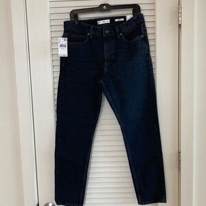 Mango Ben Men's Slim Tapered Jeans in Deep Dark Blue (size 31”)